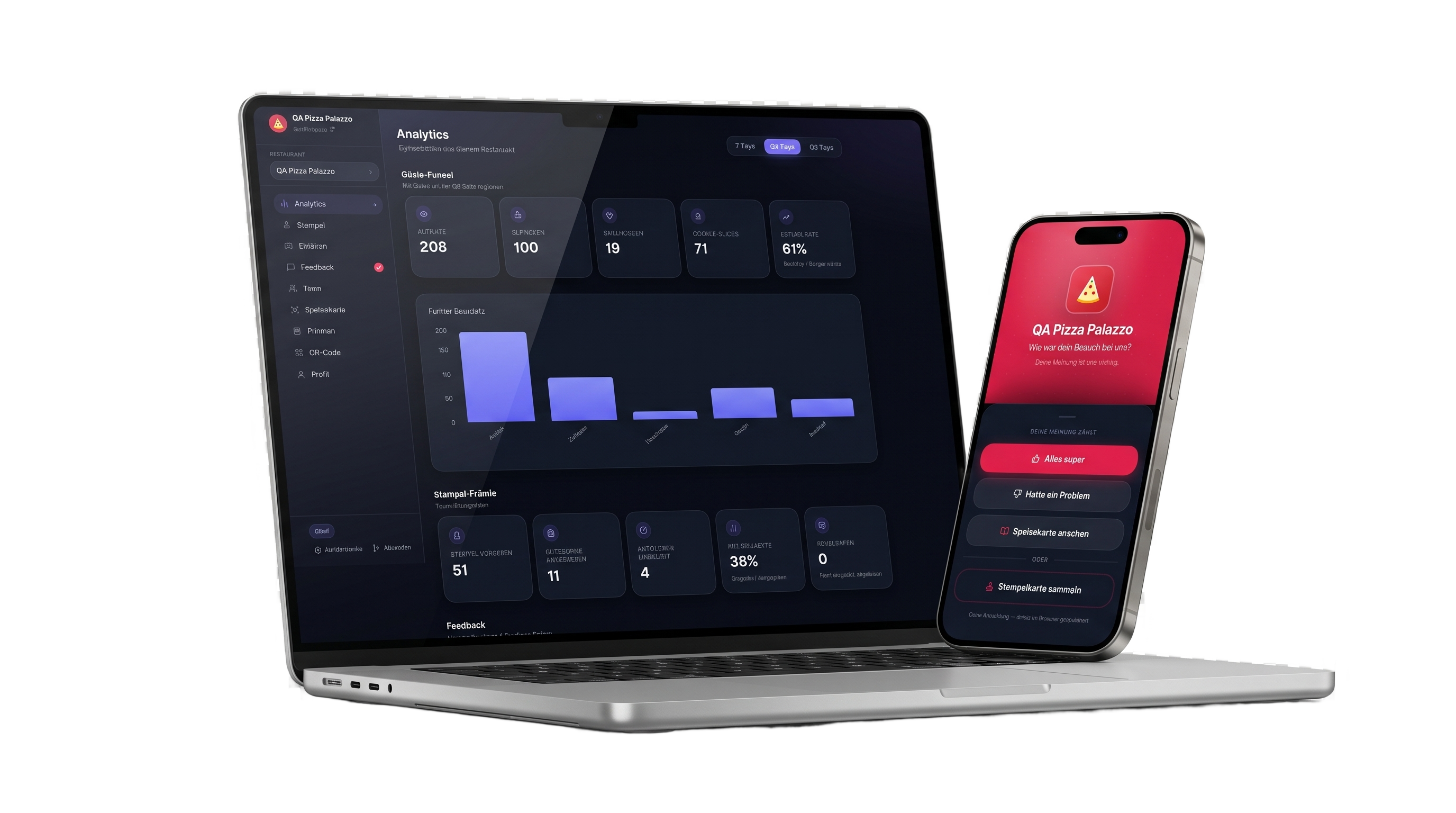 ReturnLoop Dashboard und Gäste-App Mockup